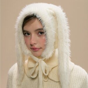 Sunsetpark rabbit ears bunny off white hat bonnet beanie